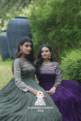 Elegant Faux Blooming Fabric with Classic Embroidery – Combo Offer Gown 💫