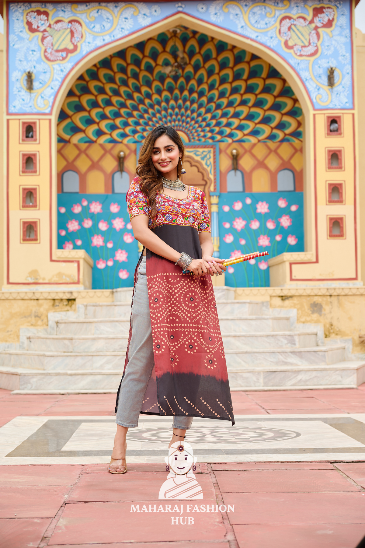 Traditional Kutchi Gamthi Work Printed Rayon Navratri Kurti Collection 🌸🪔