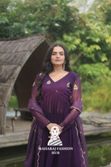 Embroidered Dreams – Designer Gown with Russian Silk Dupatta