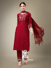 Maharaj Fashion Hub Women's Elegant Kurti Pant Dupatta Set