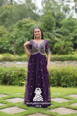 🎀 Party-Ready Gown in Zari Embroidery - Special Designer Gown