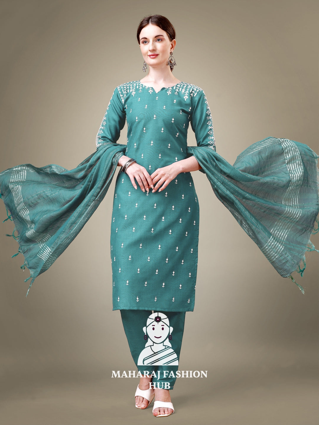 Maharaj Fashion Hub Women's Elegant Kurti Pant Dupatta Set