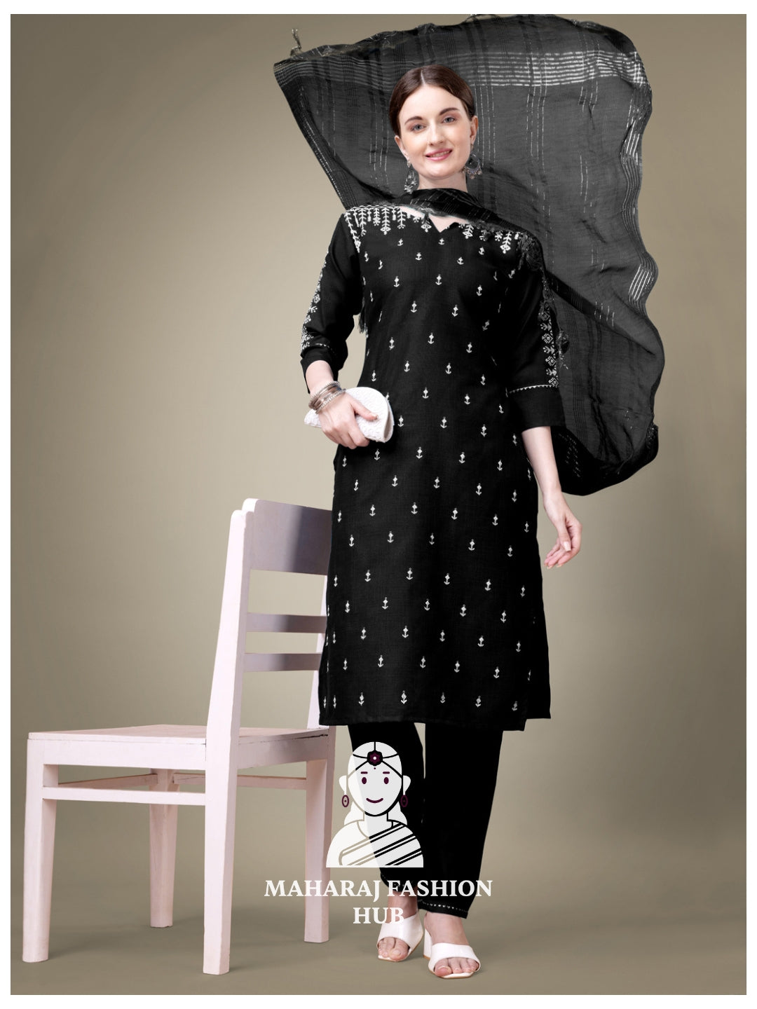 Maharaj Fashion Hub Women's Elegant Kurti Pant Dupatta Set