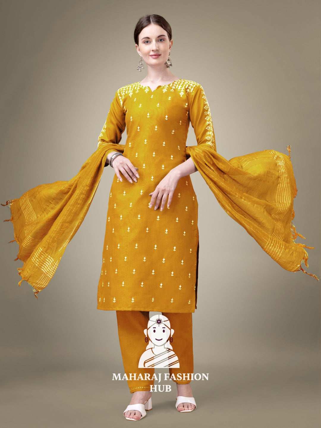 Maharaj Fashion Hub Women's Elegant Kurti Pant Dupatta Set