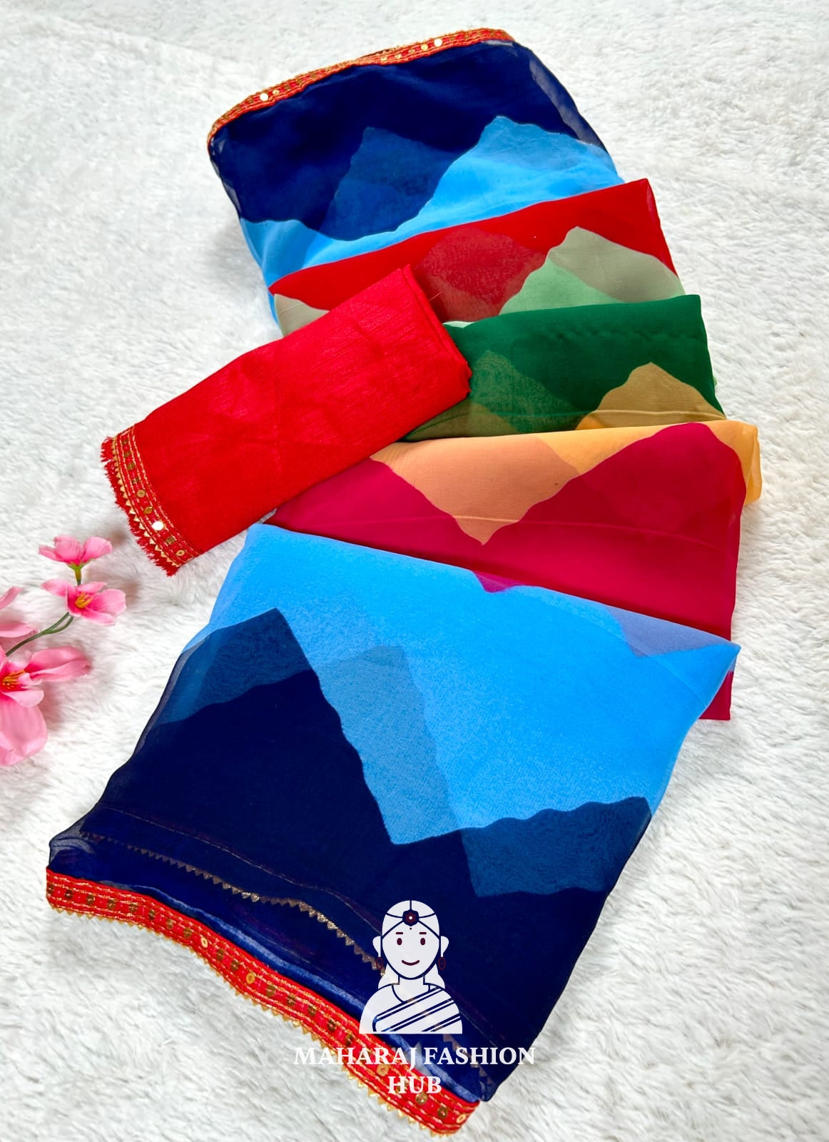 Multicolor Georgette Saree for Women – Elegant Indian Ethnic Party Wear