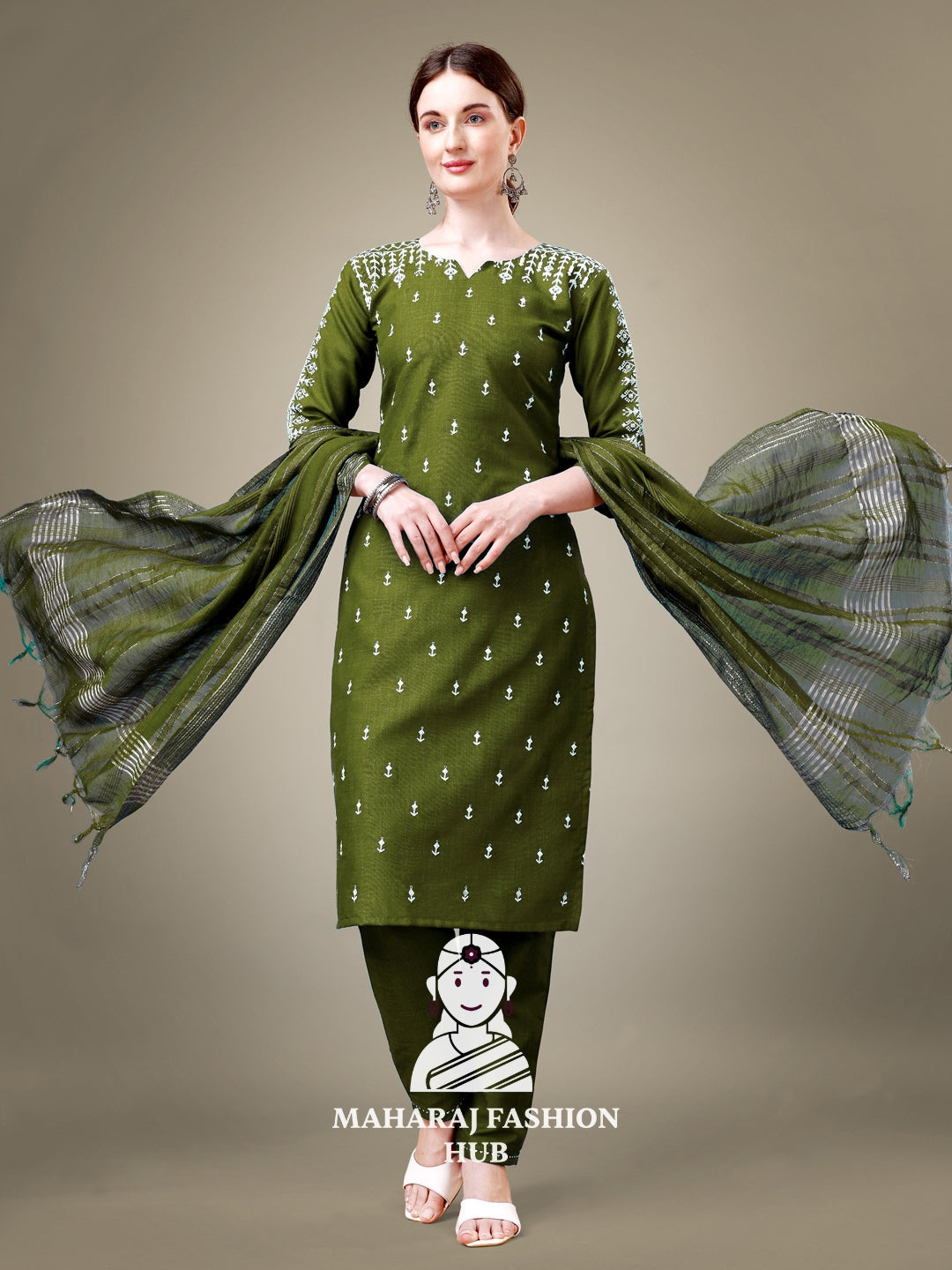 Maharaj Fashion Hub Women's Elegant Kurti Pant Dupatta Set
