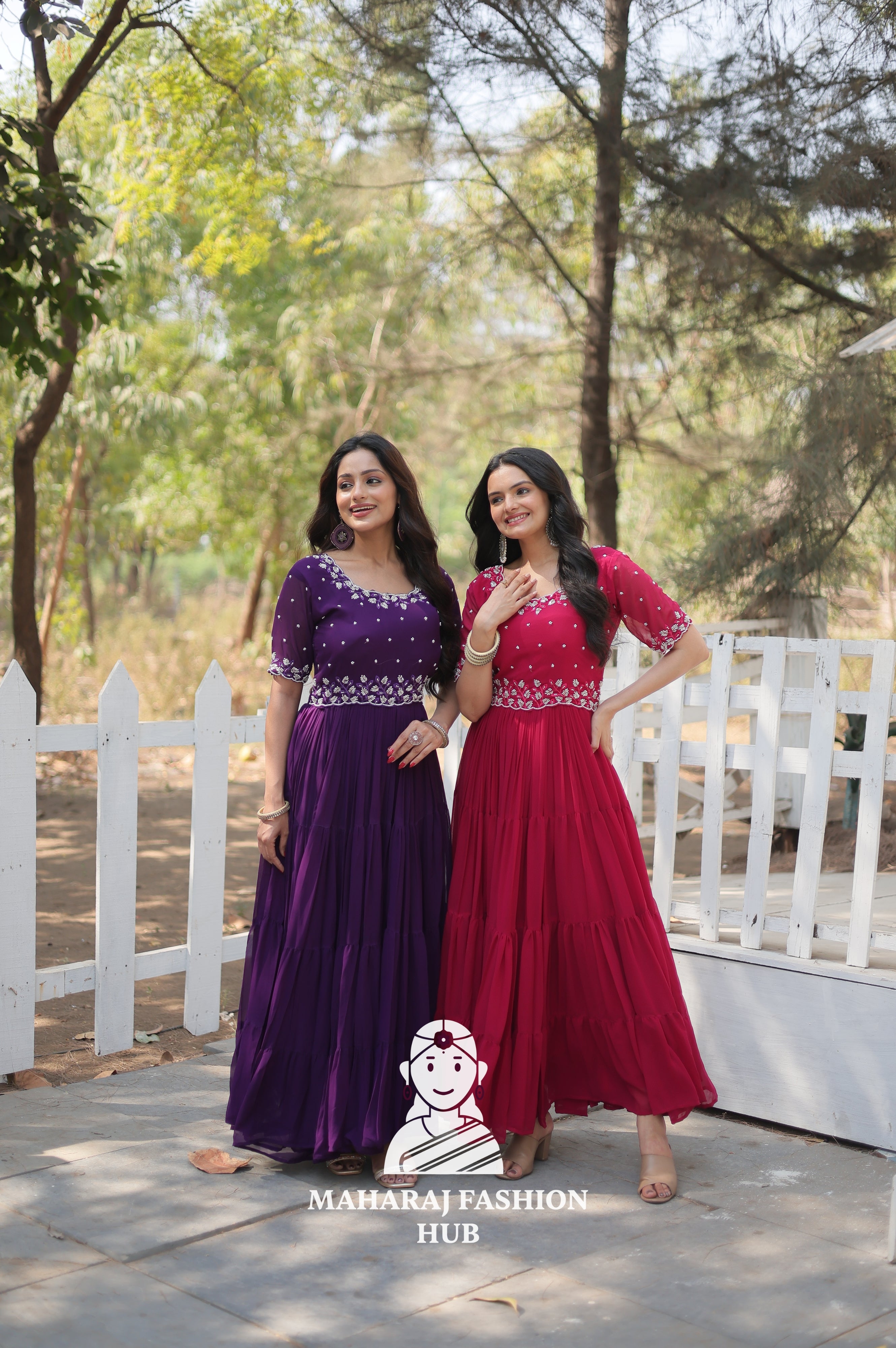 Faux Blooming Fabric Gown Crafted for Luxurious Occasions - Combo Offer Gown