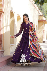 Special Designer Gown Set in Faux Blooming with Embroidered Silk Dupatta