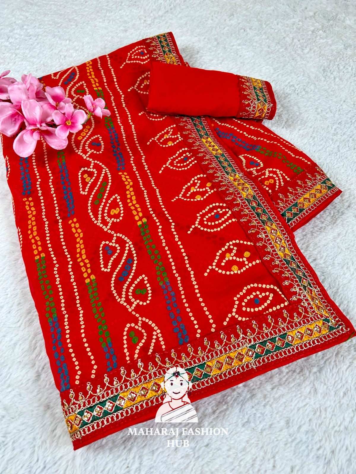 Traditional Lahariya print Georgette saree for women,s || Festive georgette saree for women's ||