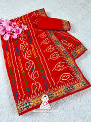 Traditional Lahariya print Georgette saree for women,s || Festive georgette saree for women's ||