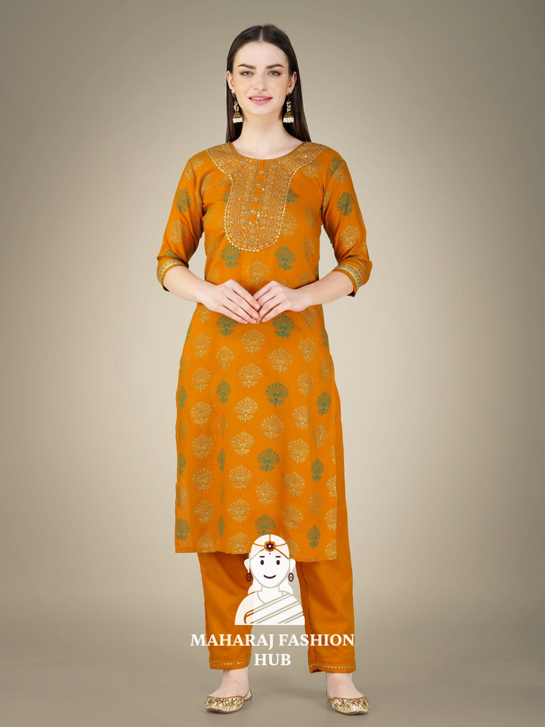 Maharaj Fashion Hub Women's Elegant Kurti Pant Dupatta Set