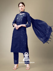 Maharaj Fashion Hub Women's Elegant Kurti Pant Dupatta Set