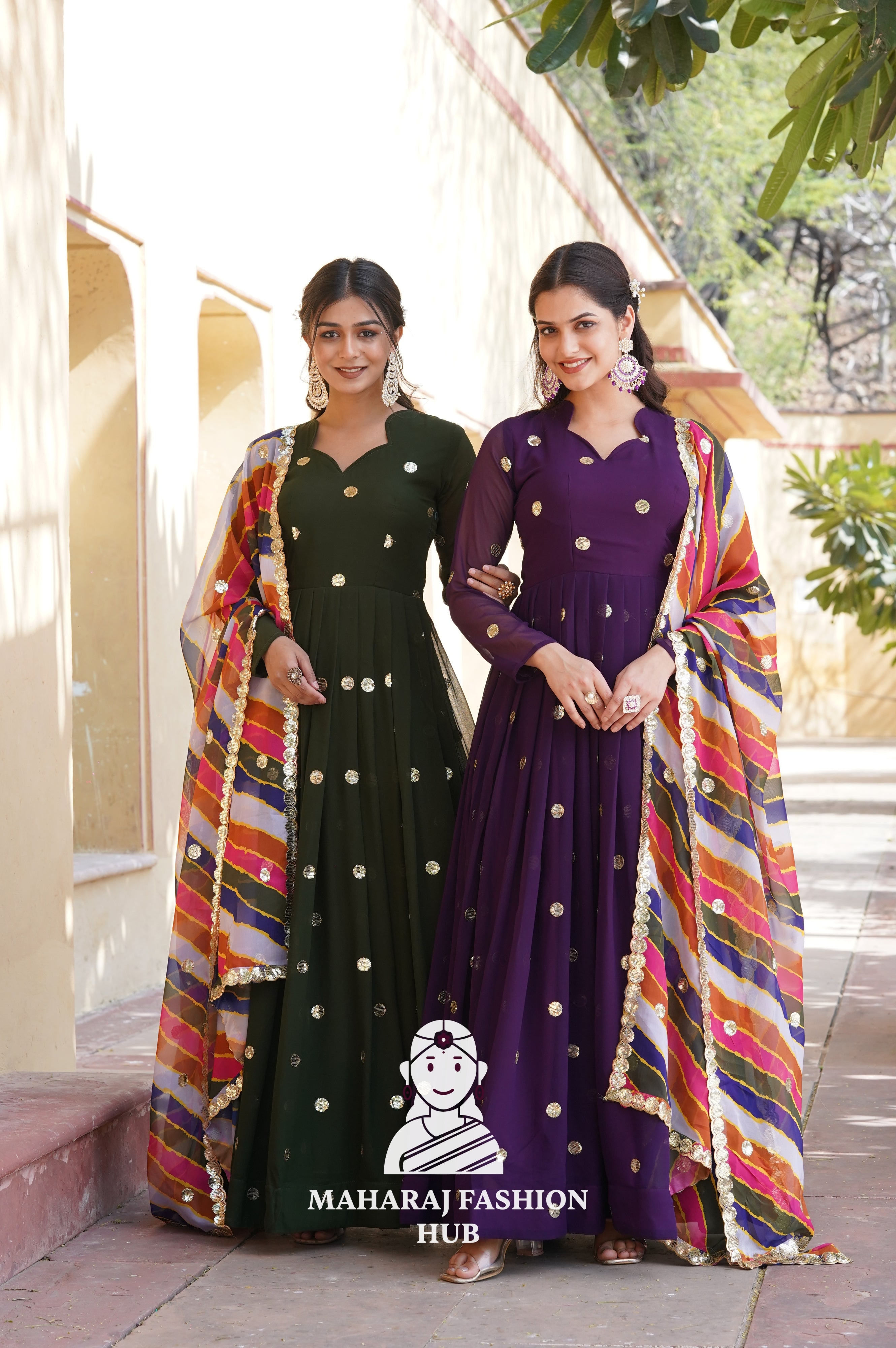 Special Designer Gown Set in Faux Blooming with Embroidered Silk Dupatta - Combo Offer Gown