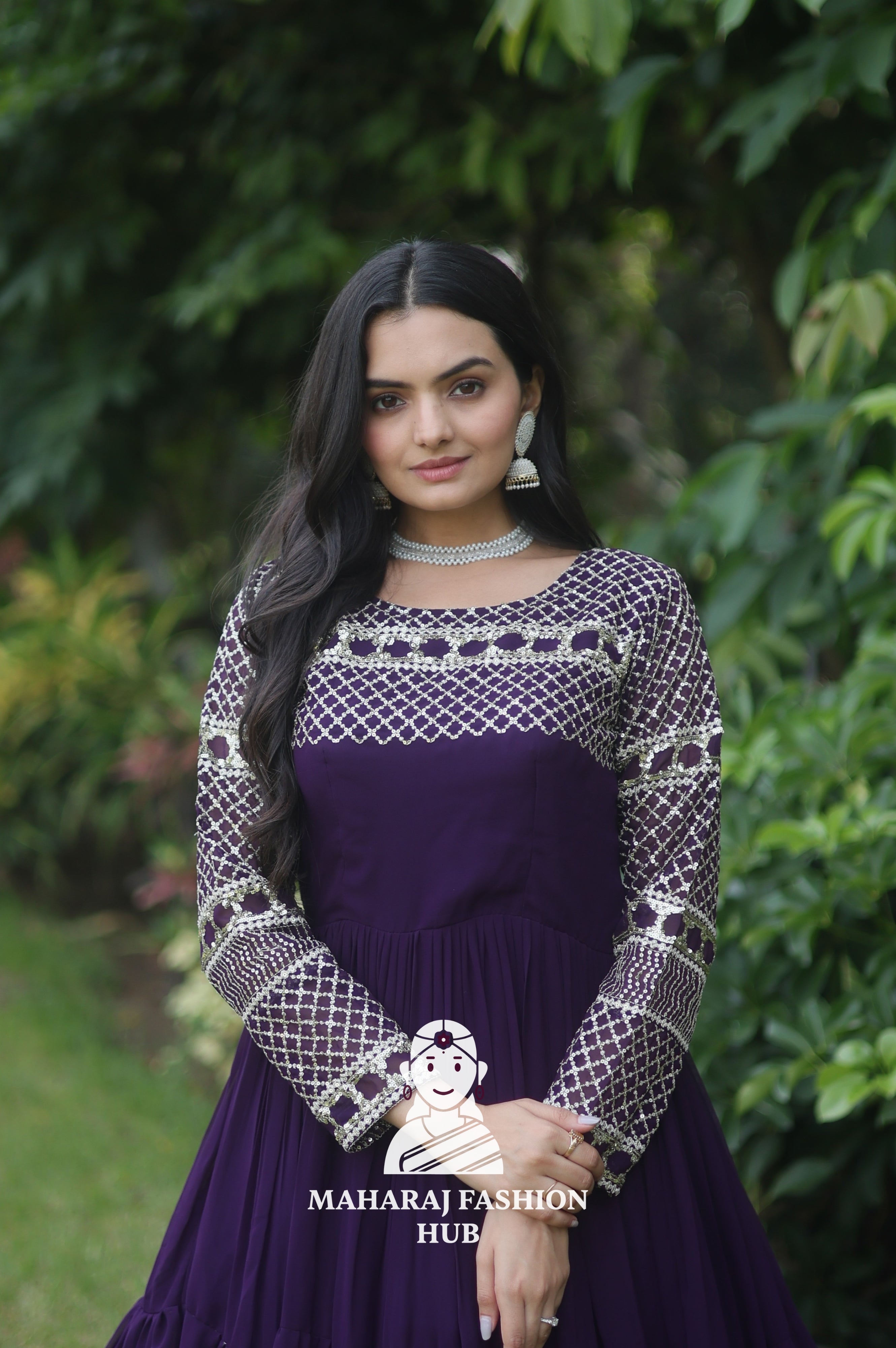 Faux Blooming Embroidered Fabric – Royal Touch Special Designer Gown 👑