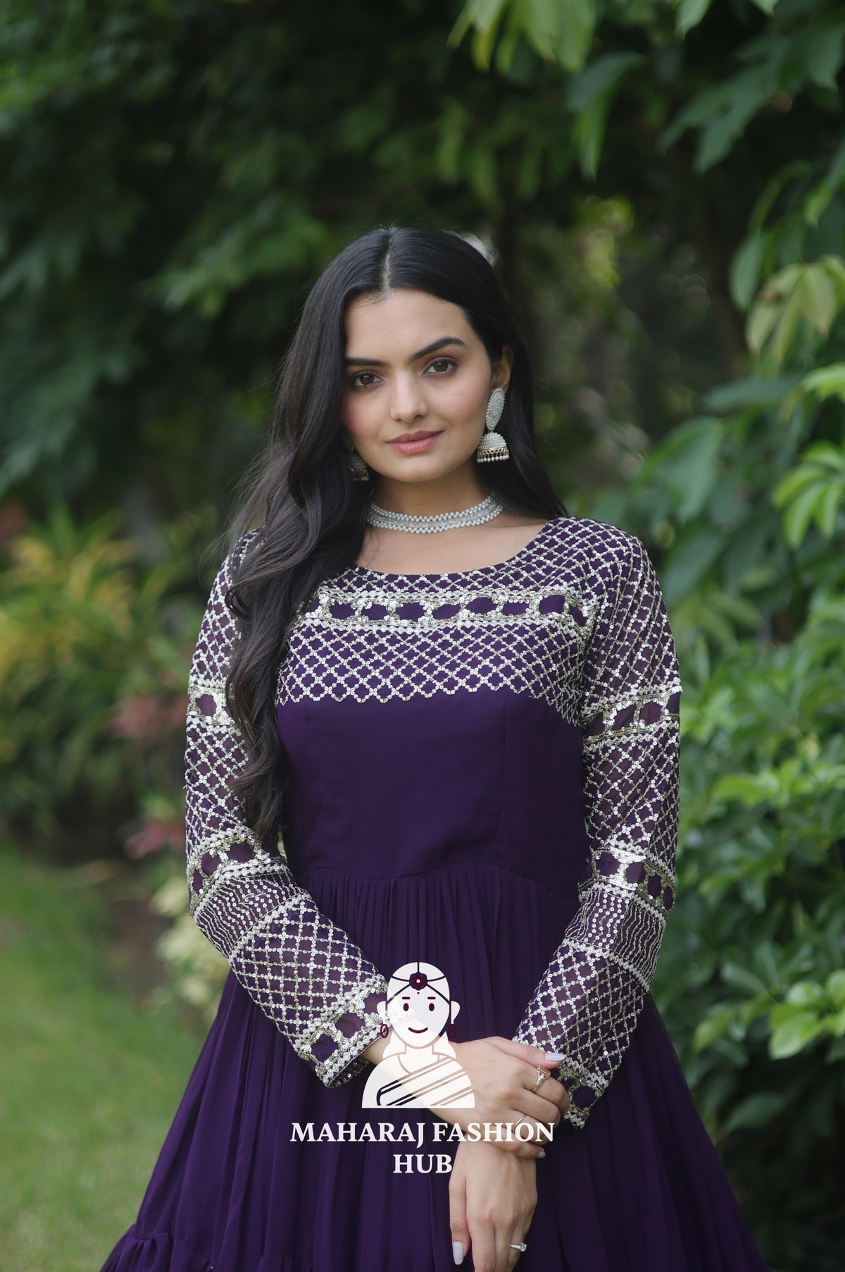 Faux Blooming Embroidered Fabric – Royal Touch Special Designer Gown 👑
