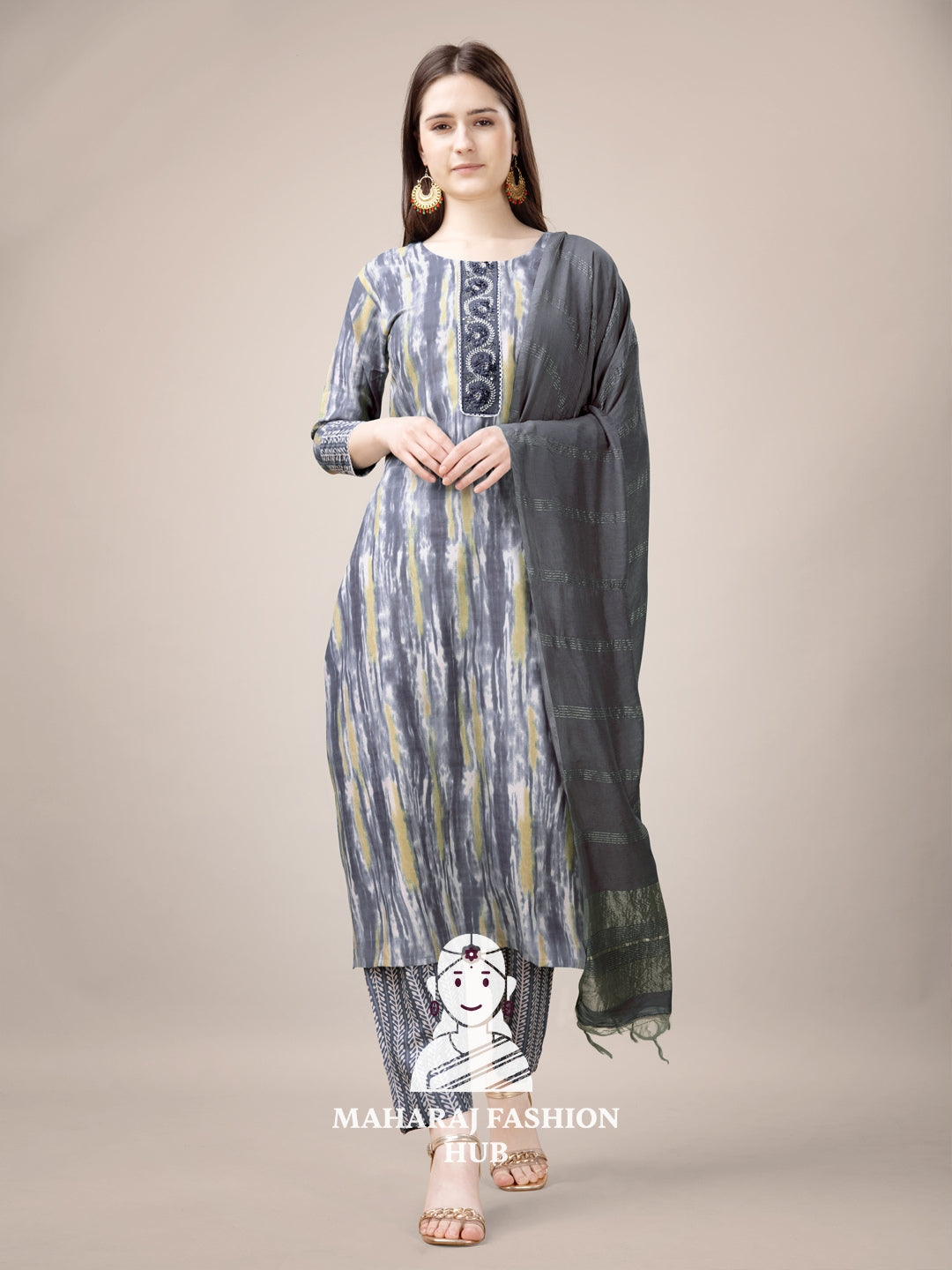 Maharaj Fashion Hub Women's Elegant Kurti Pant Dupatta Set