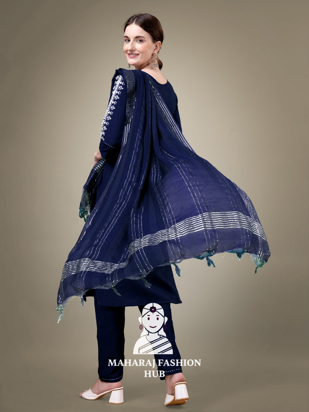 Maharaj Fashion Hub Women's Elegant Kurti Pant Dupatta Set