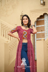 Traditional Bandhani Print Half Sleeve Kutchi Work Navratri Kurti 💃👑