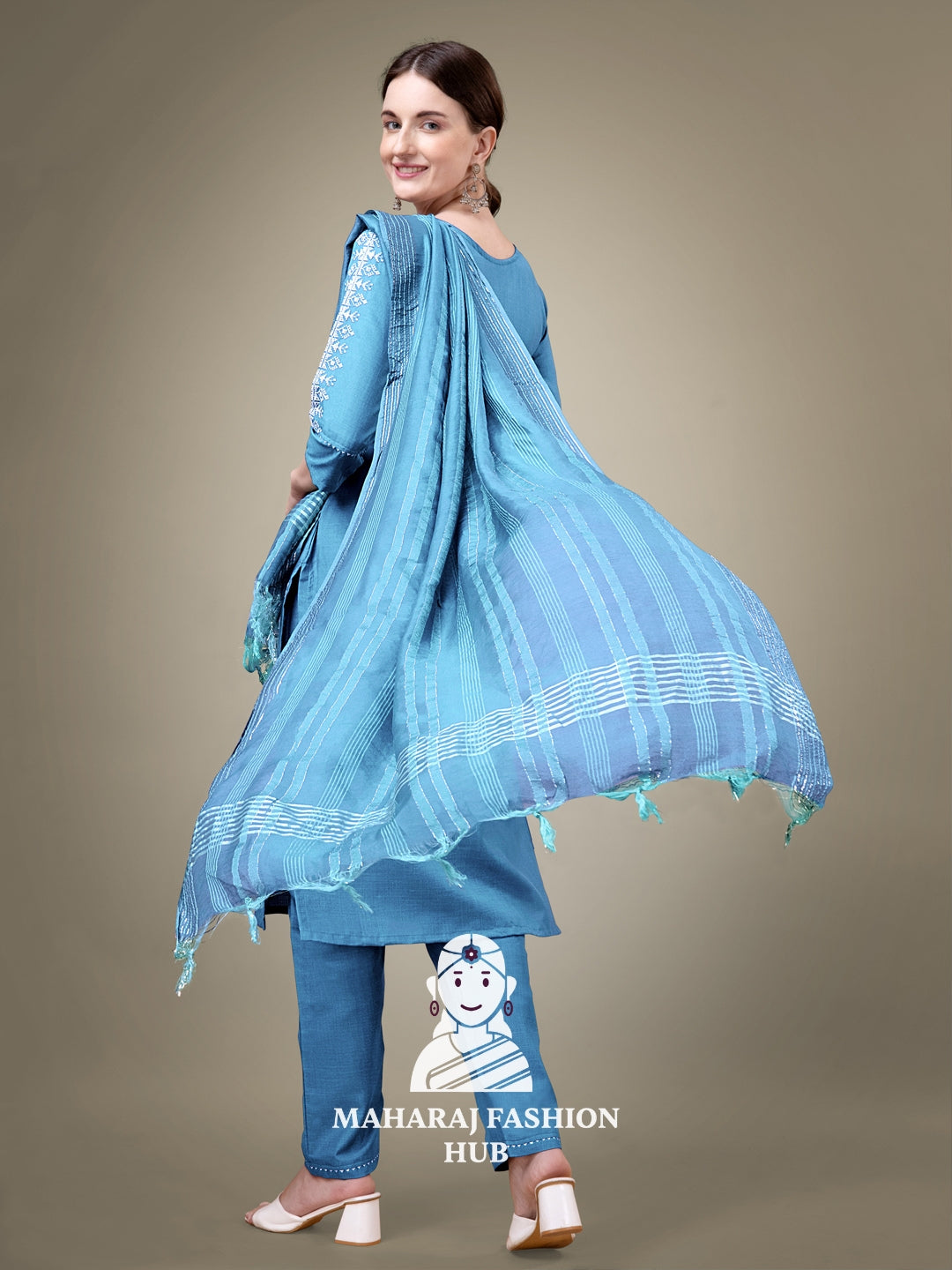 Maharaj Fashion Hub Women's Elegant Kurti Pant Dupatta Set