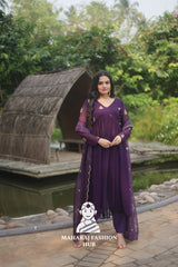 Embroidered Dreams – Designer Gown with Russian Silk Dupatta