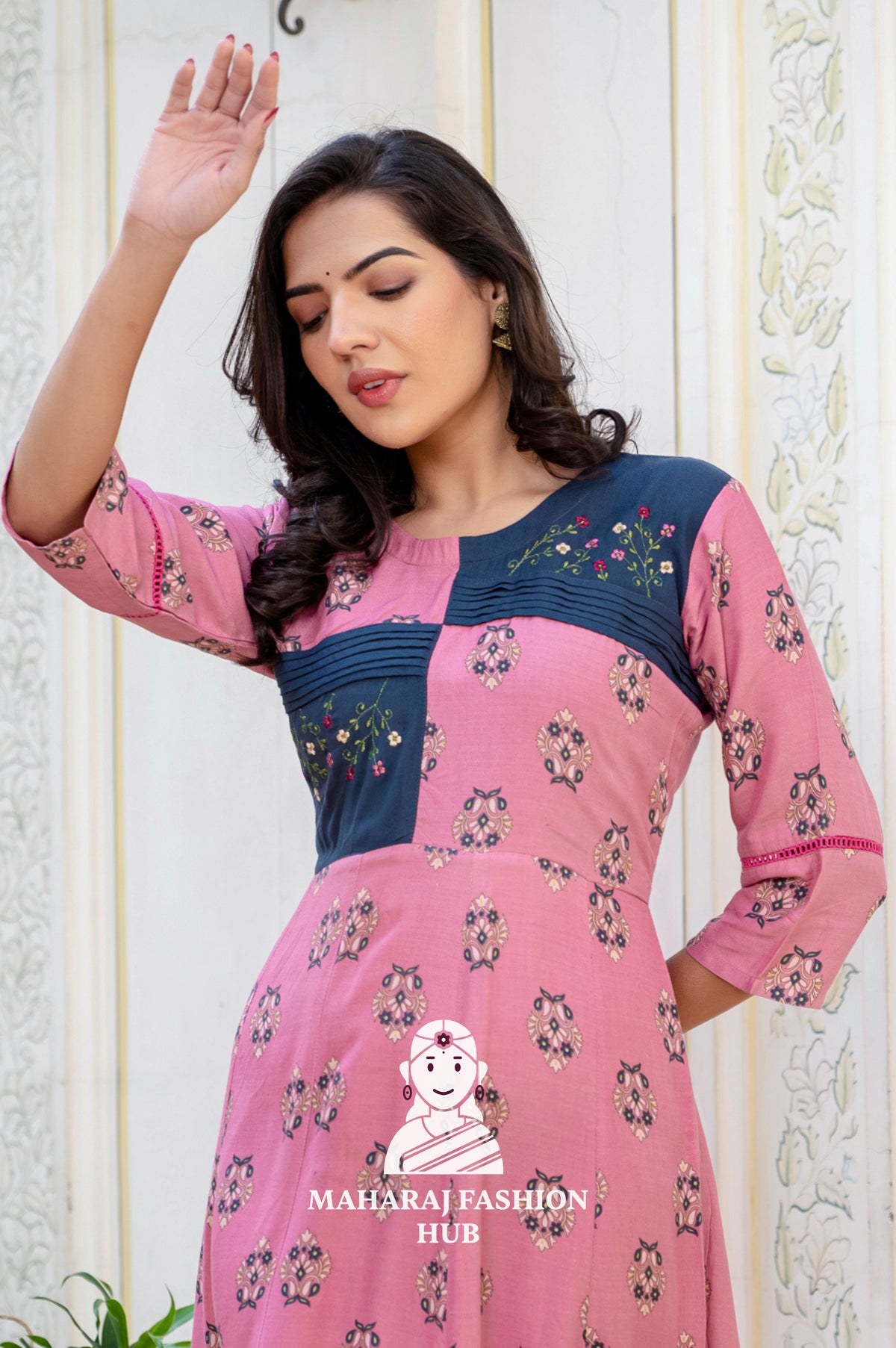 💜 Elegant Wine Rayon A-Line Kurta with Embroidery ✨