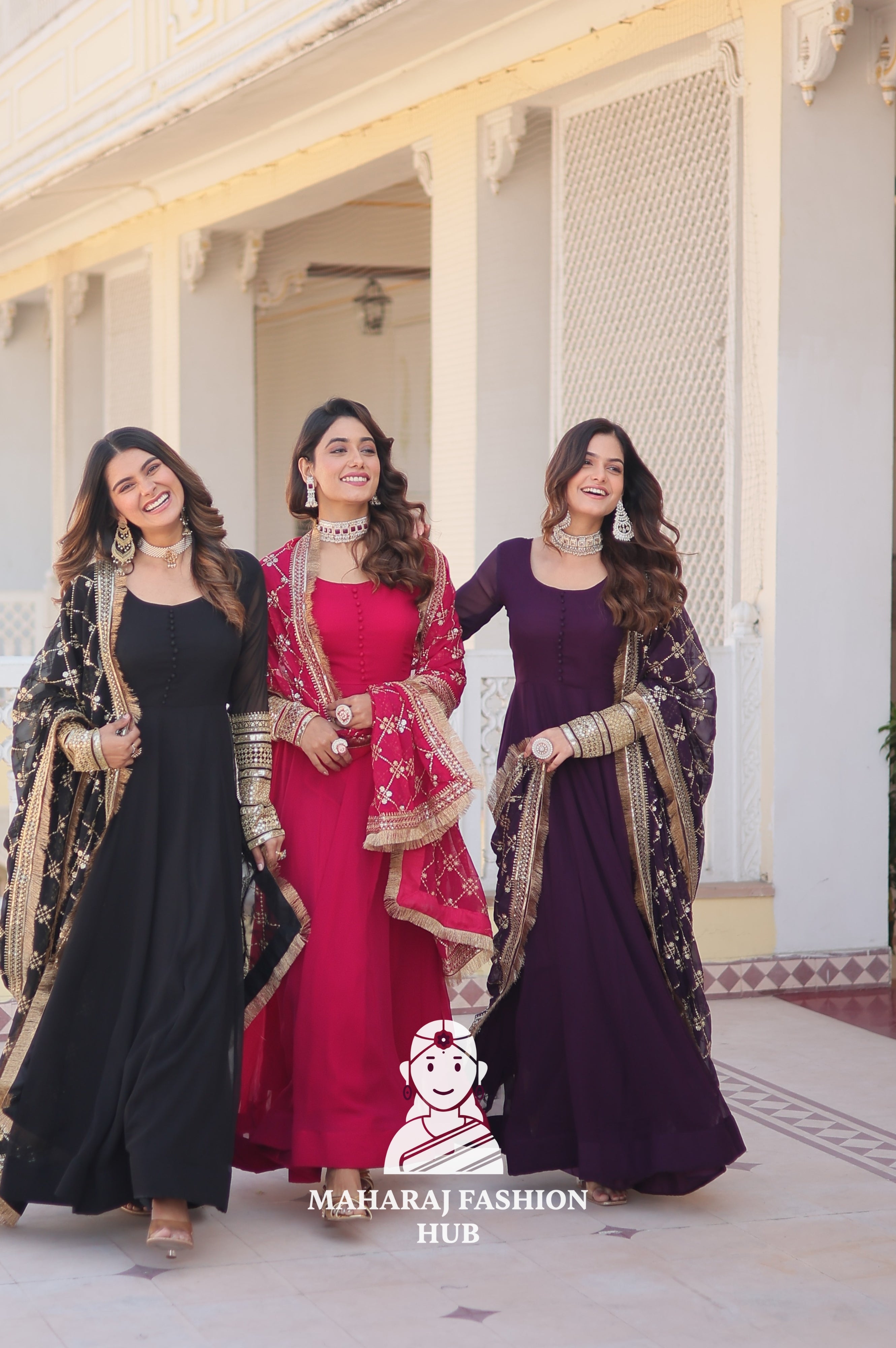 Faux Blooming Elegance – Special Designer Gown with Full Sleeves Finish