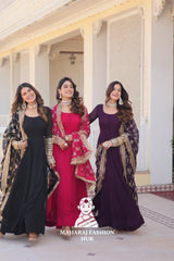 Faux Blooming Elegance – Special Designer Gown with Full Sleeves Finish
