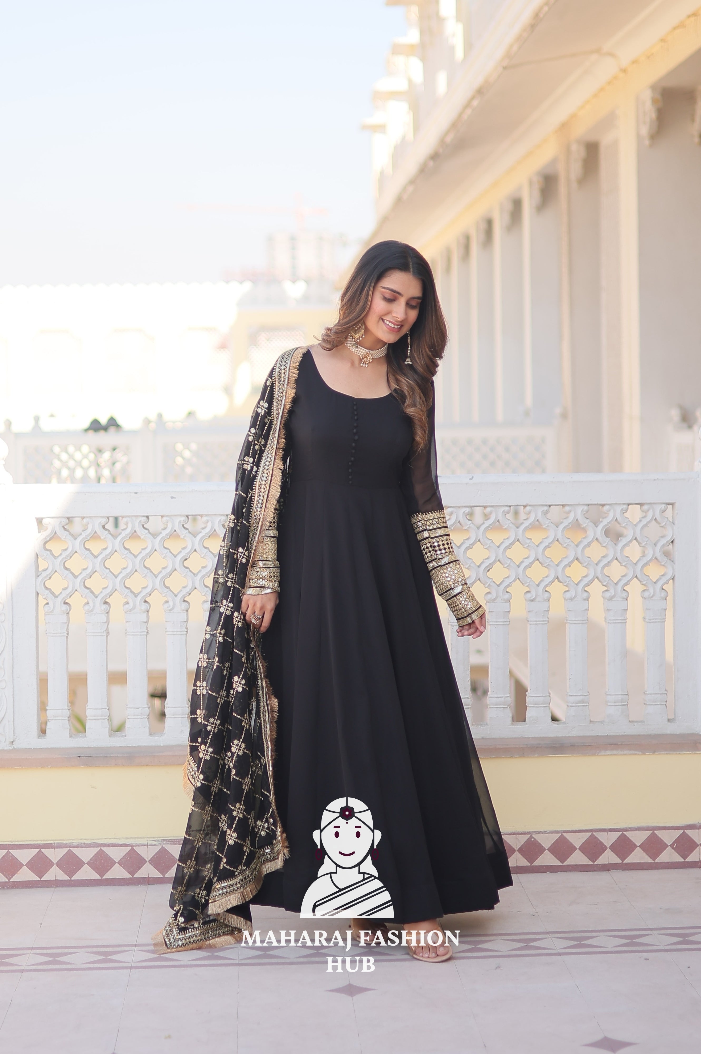 Glam It Up in Faux Blooming – Special Designer Gown with Dupatta Elegance