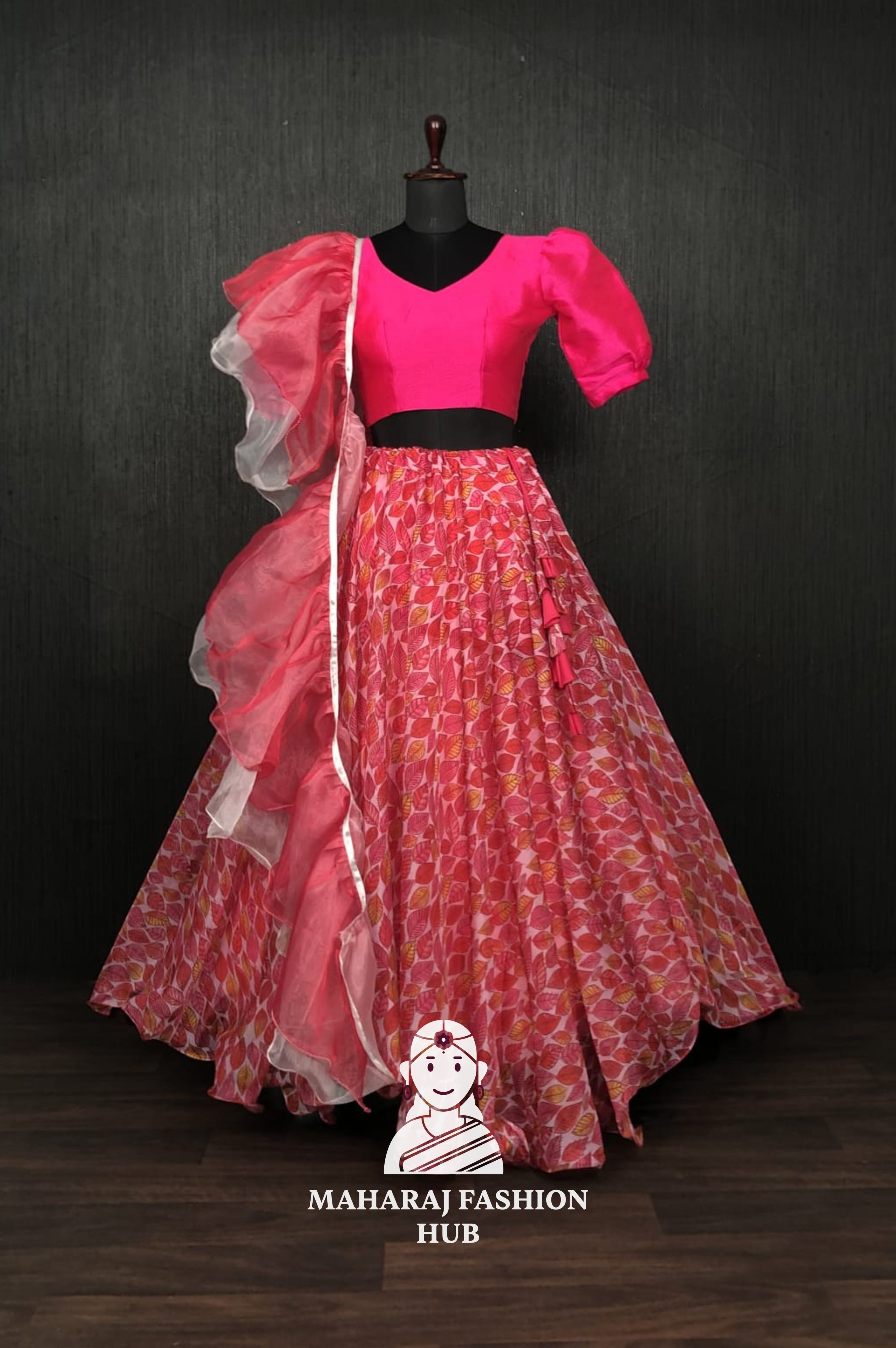 Chinnon Printed Flared Skirt with Phantom Silk Blouse for Weddings