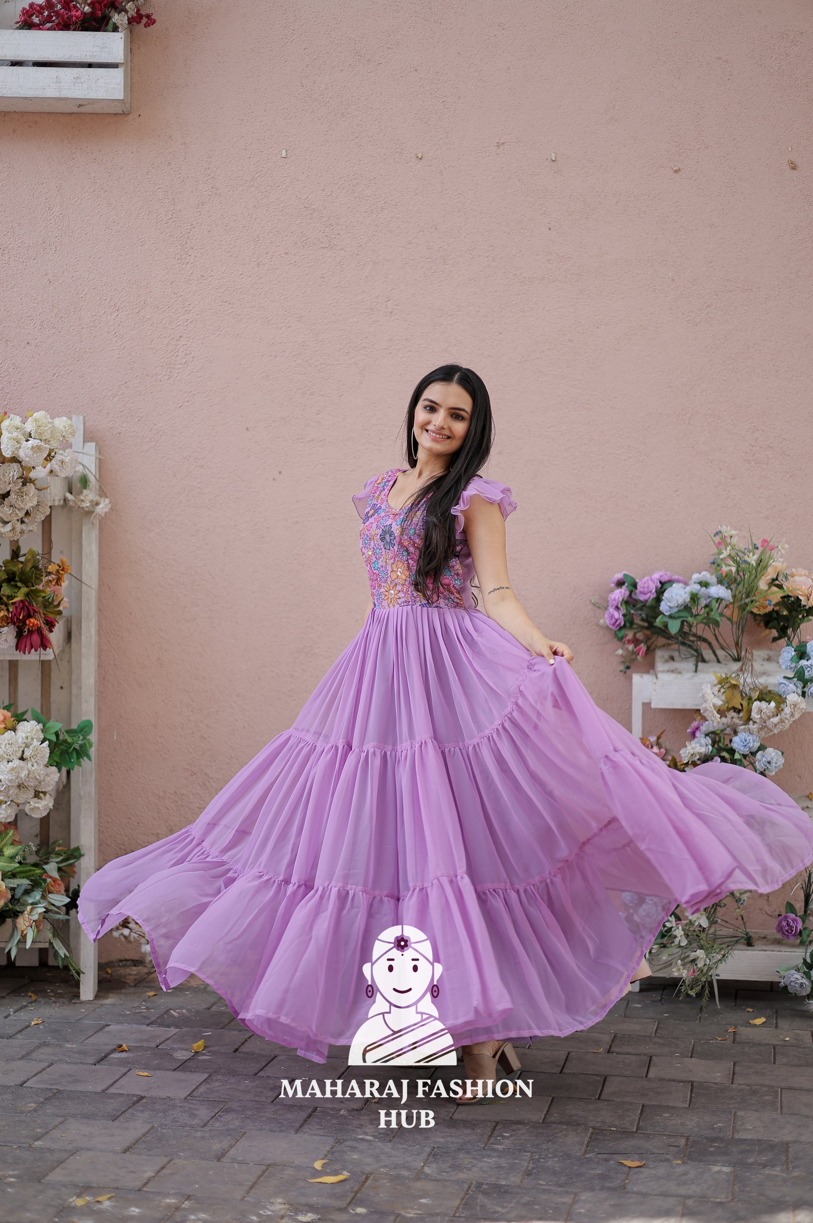 🧵 Soft & Elegant – Printed Georgette Special Designer Gown