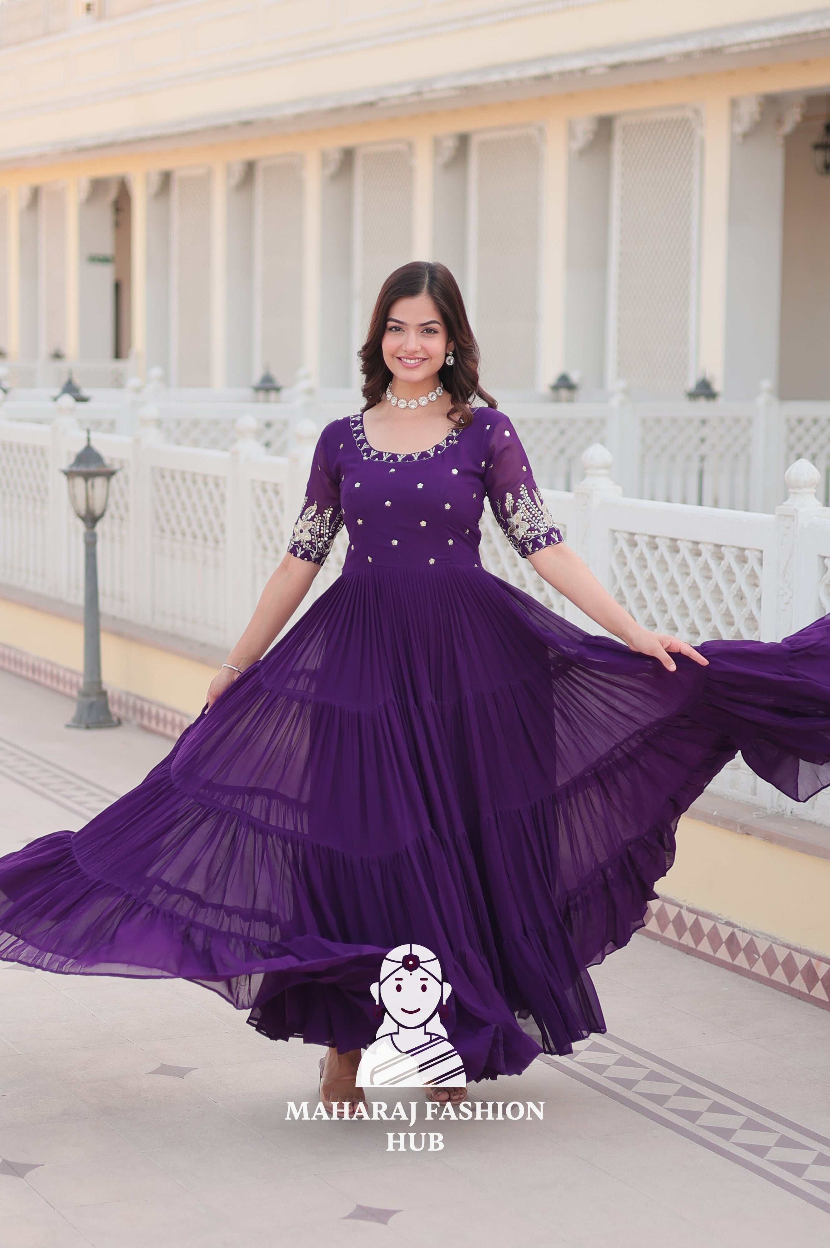 Shimmering Fabric Elegance Embroidery Zari Sequins-work