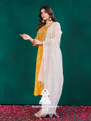 Maharaj Fashion Hub Anarkali Gown Set – Elegant Flared Gown with Bottom and Dupatta for Women’s Festive & Wedding Wear