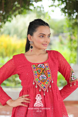 Premium Georgette Peplum Top with Kutchi Patch Schiffli Work 🎨🪔
