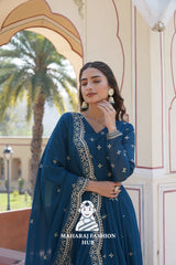 Designer Embroidered Gown Set with 2.3M Dupatta