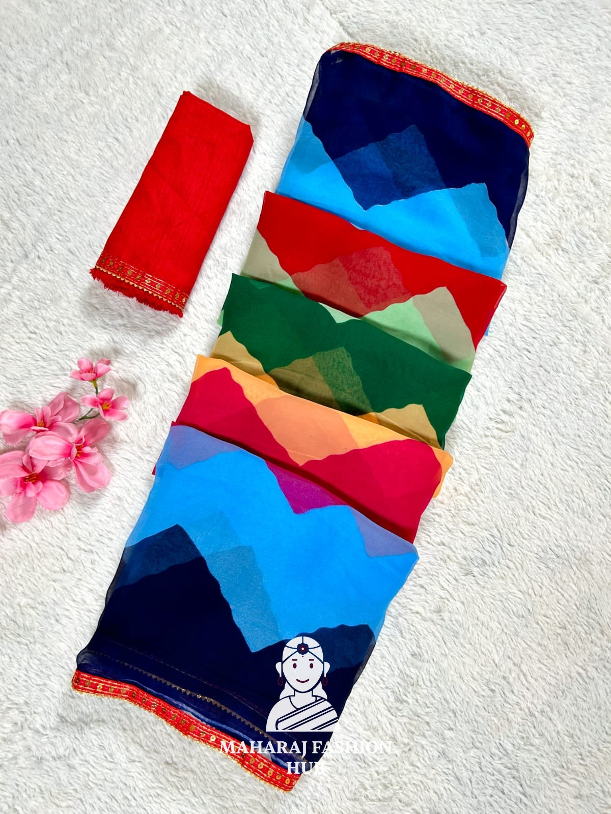 Multicolor Georgette Saree for Women – Elegant Indian Ethnic Party Wear