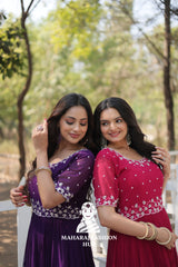 Faux Blooming Fabric Gown Crafted for Luxurious Occasions - Combo Offer Gown