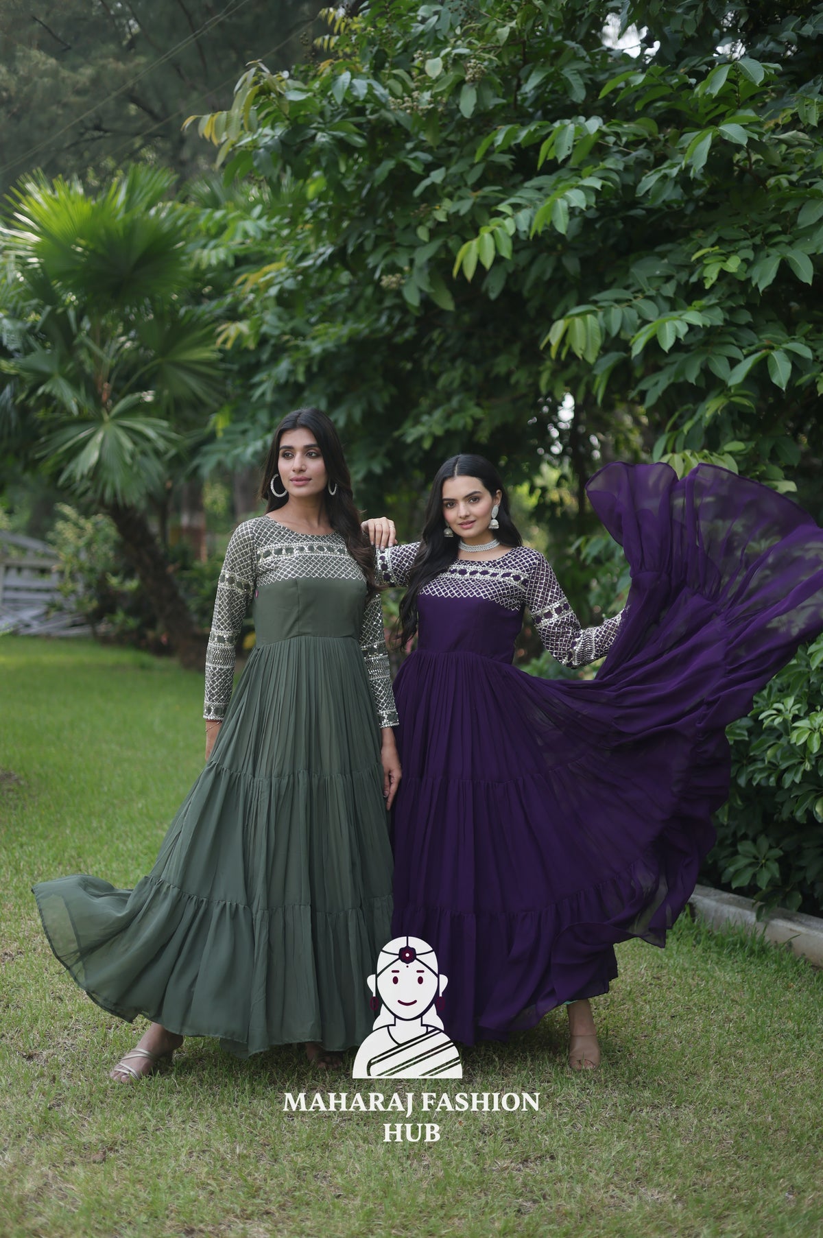 Elegant Faux Blooming Fabric with Classic Embroidery – Combo Offer Gown 💫