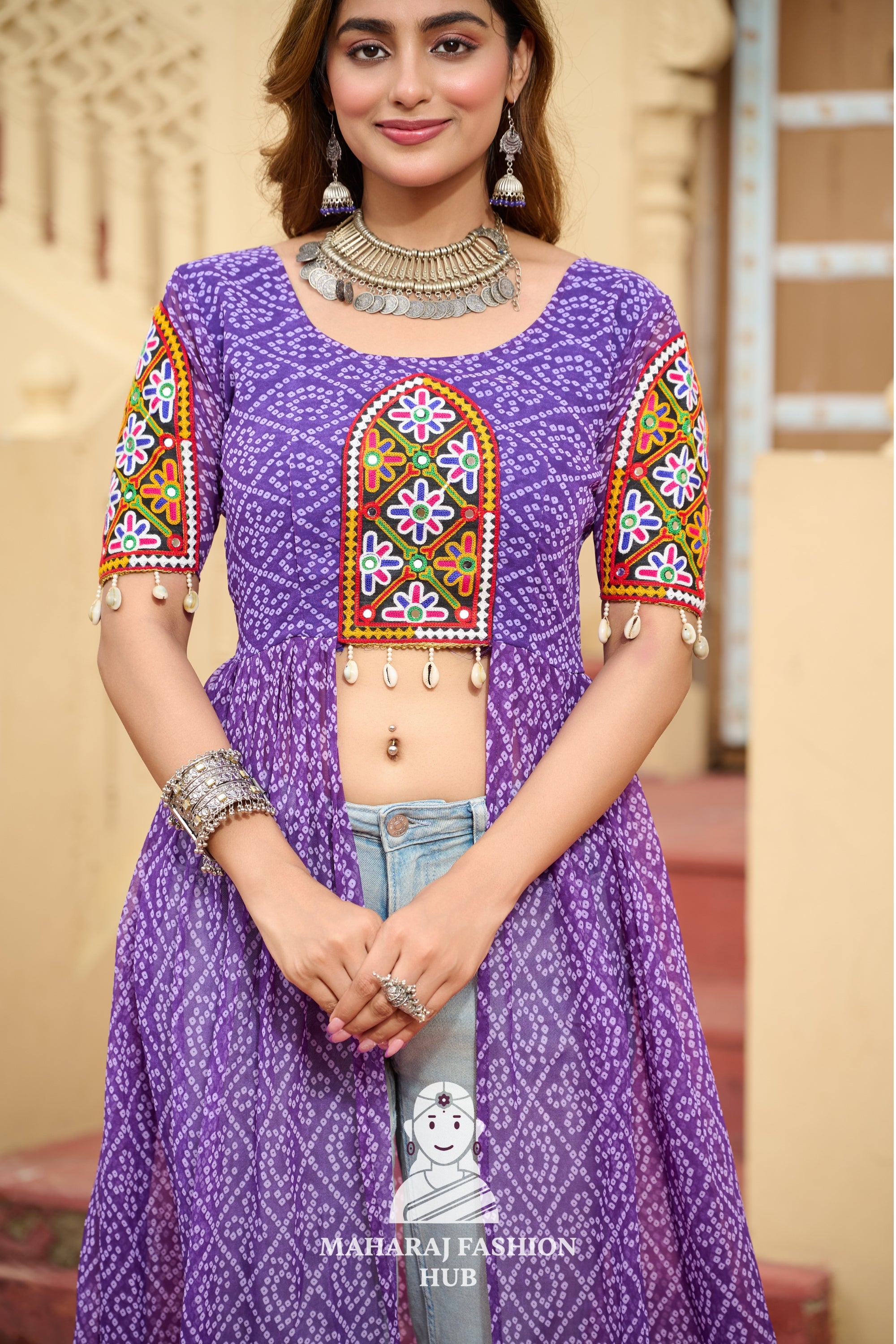 Premium Faux Georgette Bandhani Kutchi Patchwork Kurti for Festive Style 🌸🪔