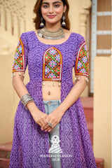 Premium Faux Georgette Bandhani Kutchi Patchwork Kurti for Festive Style 🌸🪔