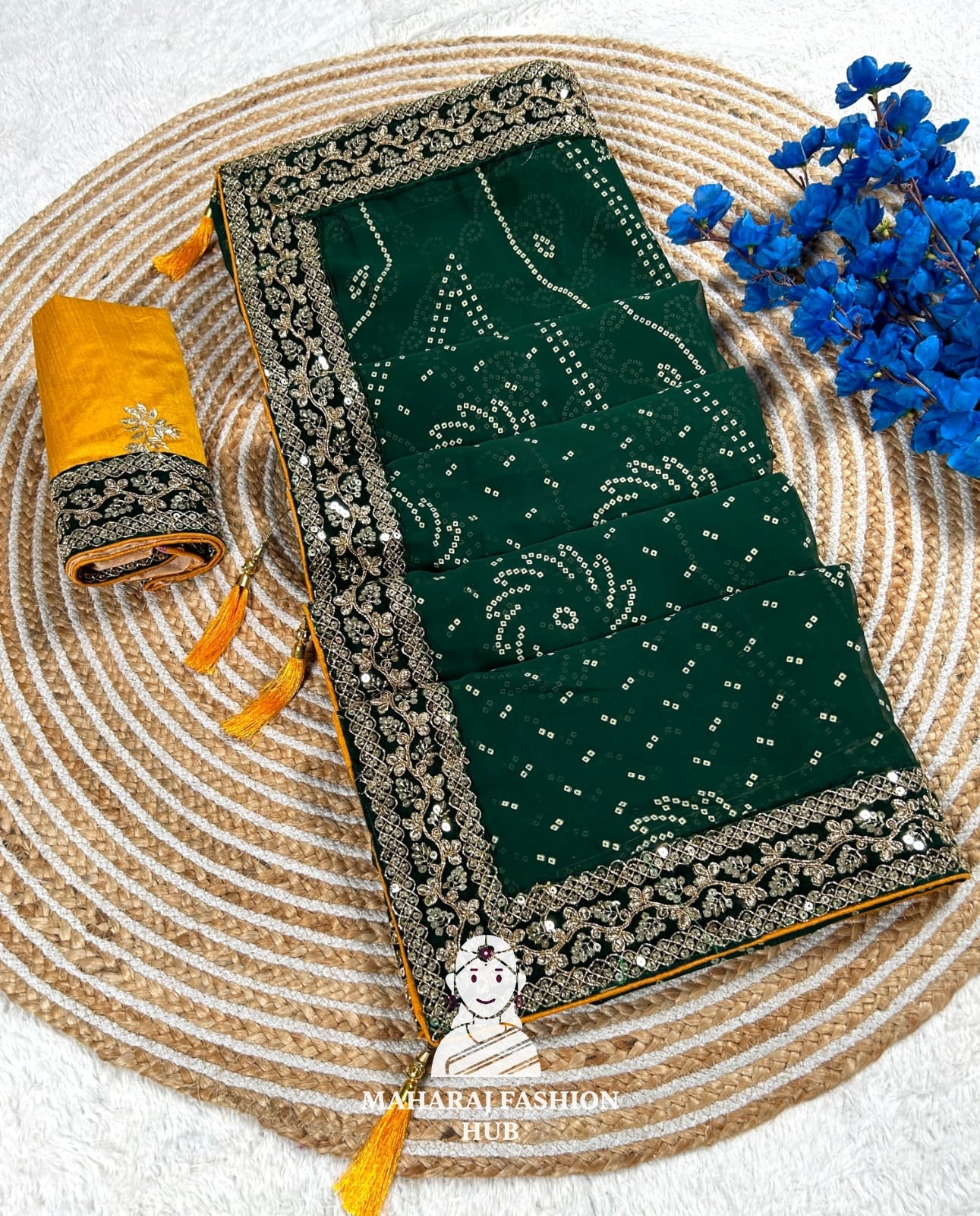 Traditional Lahariya print Georgette saree for women,s || Festive georgette saree for women's ||