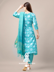 Maharaj Fashion Hub Women's Elegant Kurti Pant Dupatta Set