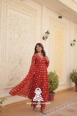 Ethnic Charm in Foil Print Georgette Grace - Special Designer Gown