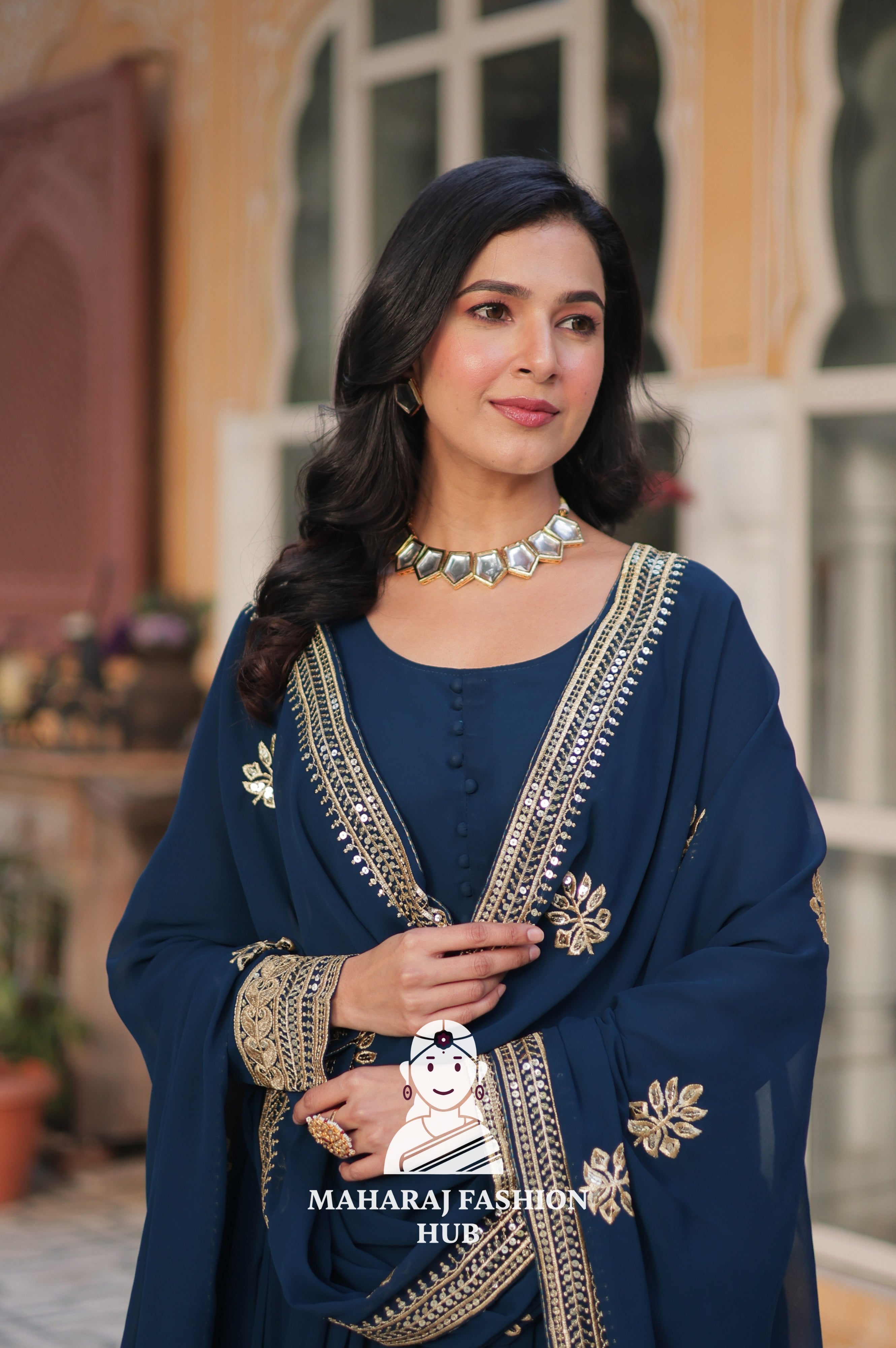 🌟 Embroidery Meets Timeless Comfort - Special Designer Gown
