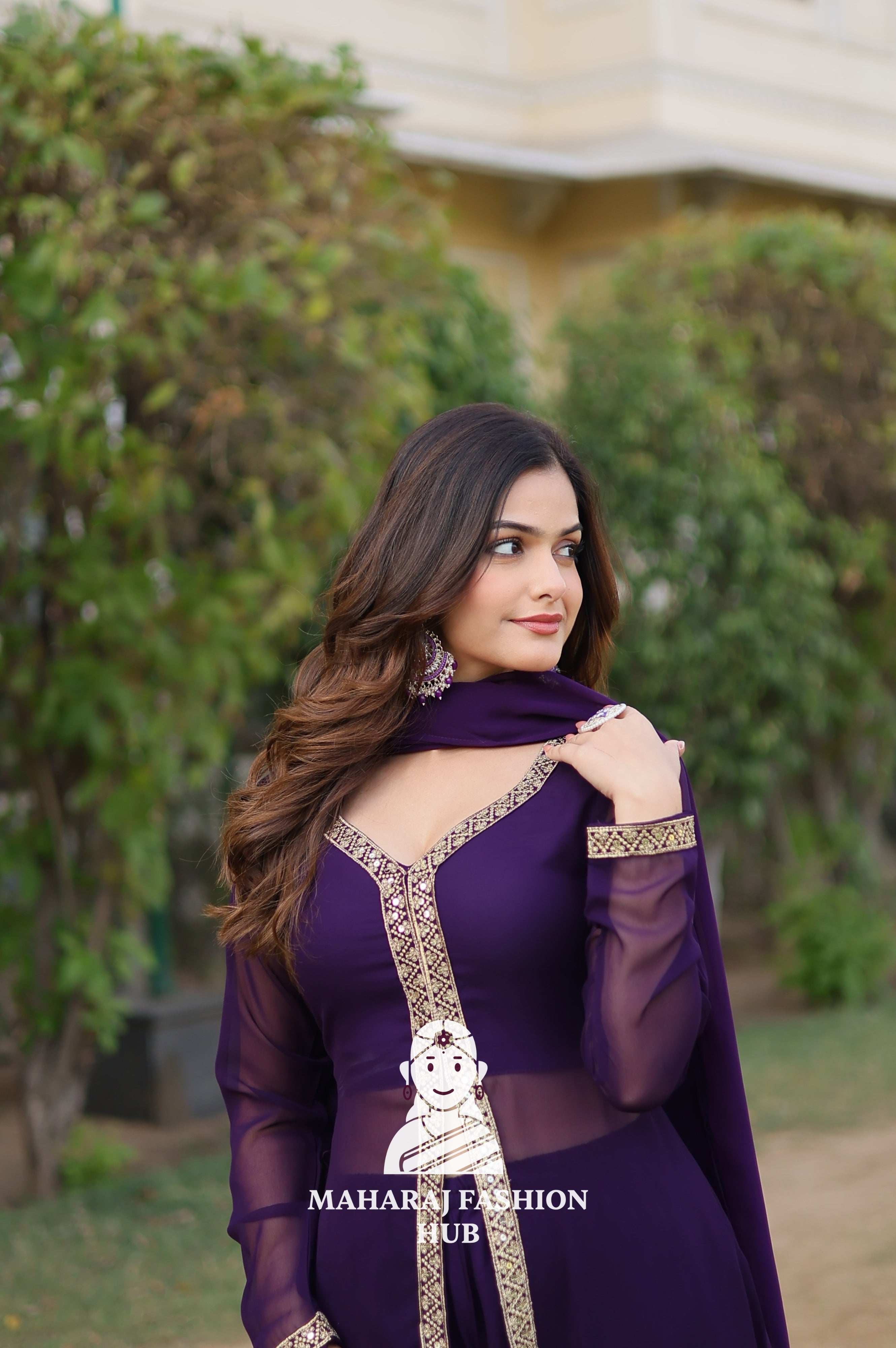Elegant Faux Blooming Suit with Embroidery & Comfort Fit