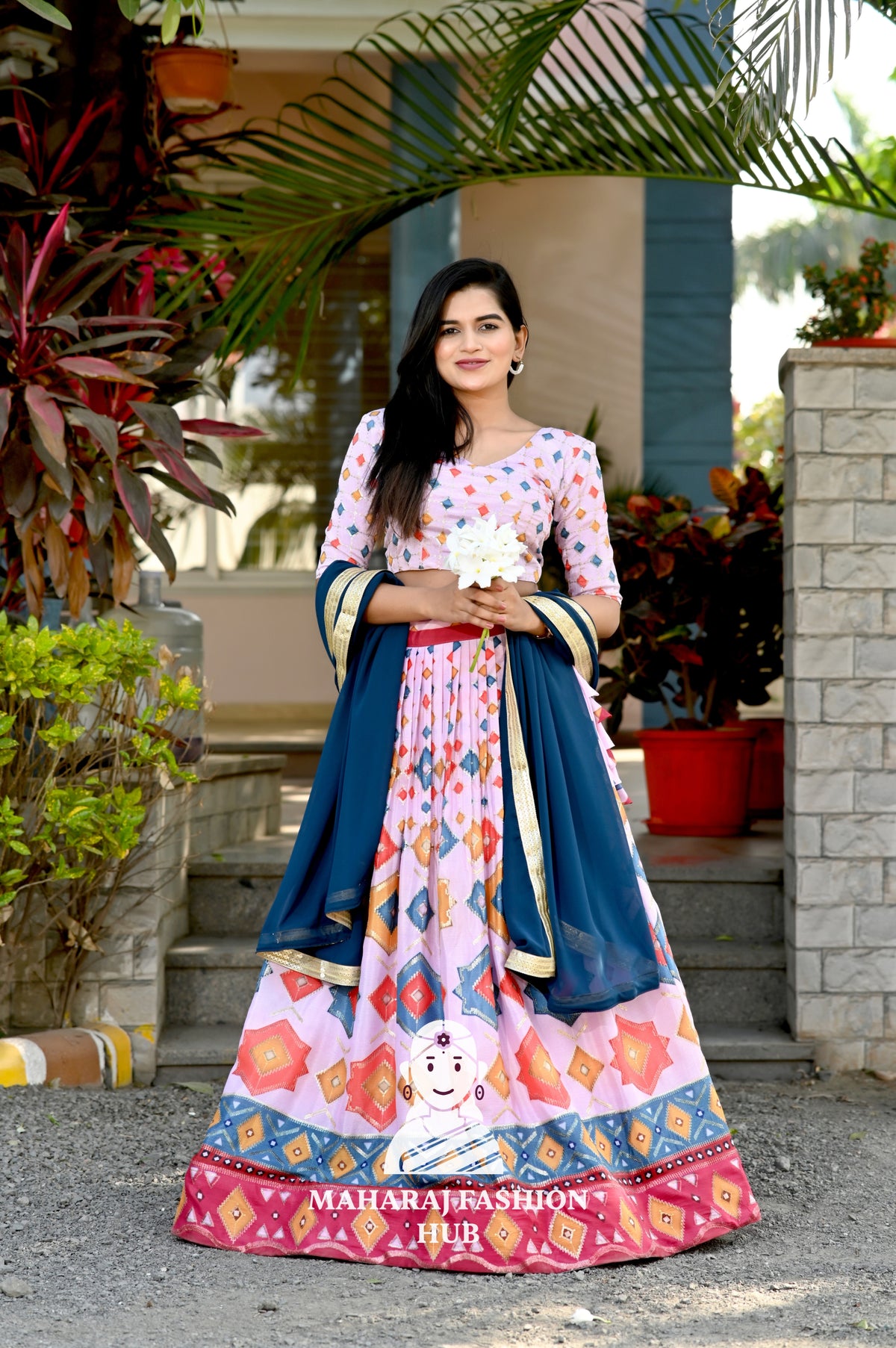 Ethereal Grace – Designer Chinnon Lehenga Ensemble