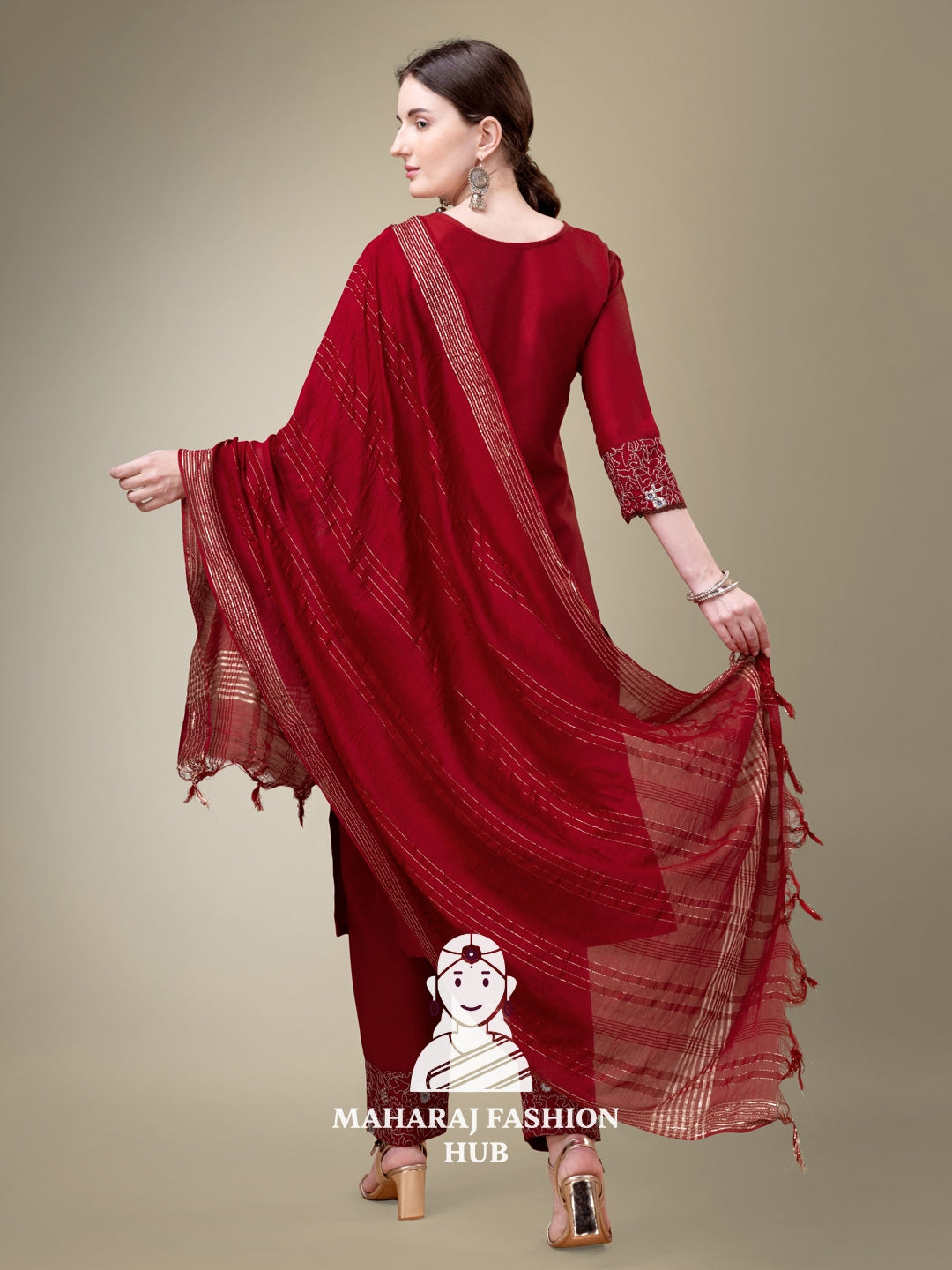 Maharaj Fashion Hub Women's Elegant Kurti Pant Dupatta Set