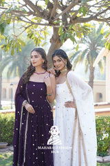 Full Flair Special Designer Gown in Faux Blooming with Rich Sequins Embroidery - Combo Offer Gown