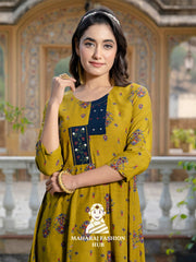💚 Mehendi Magic – Embroidered Rayon Kurta for Women