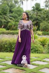 Designer Faux Blooming Gown Crafted for Festive Moments