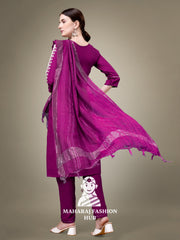 Maharaj Fashion Hub Women's Elegant Kurti Pant Dupatta Set